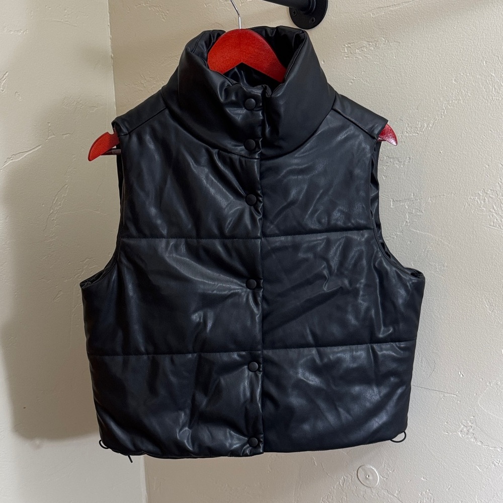 Almost Famous Black Pleather Vest